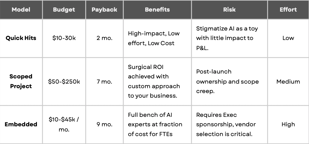 AI Engagement Models Comparison Table